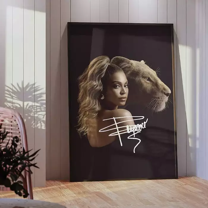 Quadro Decorativo Quadro Decorativo Cantora Beyoncé com Leoa em Studio ...