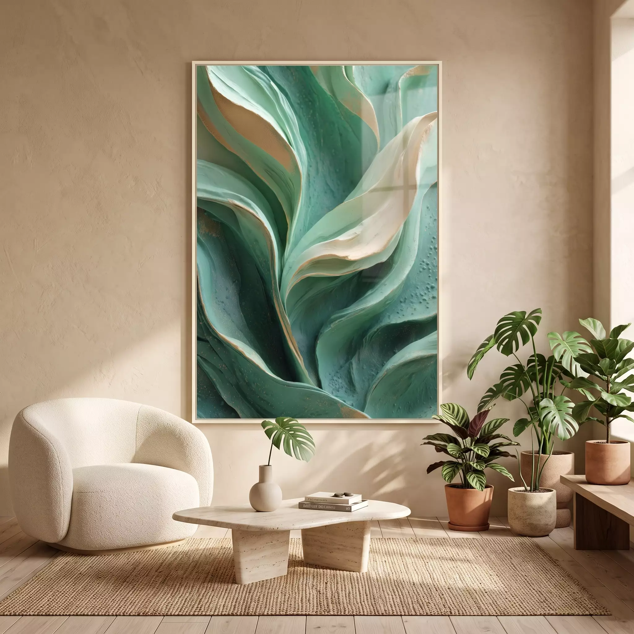 Quadro Decorativo Obra de Arte Floral em Estilo Gesso